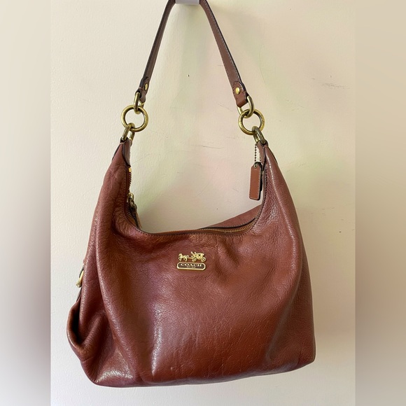 Coach Madison Hailey 14304 Brown Camel Caramel Leather Shoulder Satchel - Picture 4 of 11